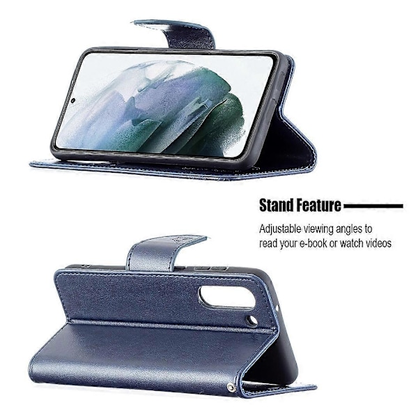 Imprint Fjäril Plånbok Läder Ställ Fodral för Samsung Galaxy S21 FE 5G Multicolor Style C