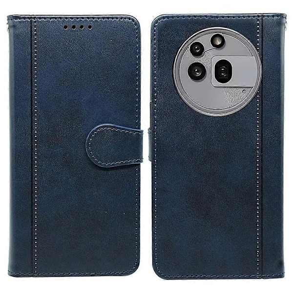Nothing Phone (3a) Pro -kotelo, vasikannahkajäljitelmä, nahkainen jalustallinen kirjatyylinen puhelinkotelo Multicolor Blue