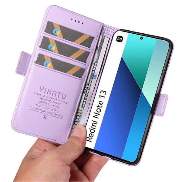 YIKATU YK-003 Læder Wallet Case med Magnetisk Side Lukning til Xiaomi Redmi Note 13 4G Multicolor Light Purple