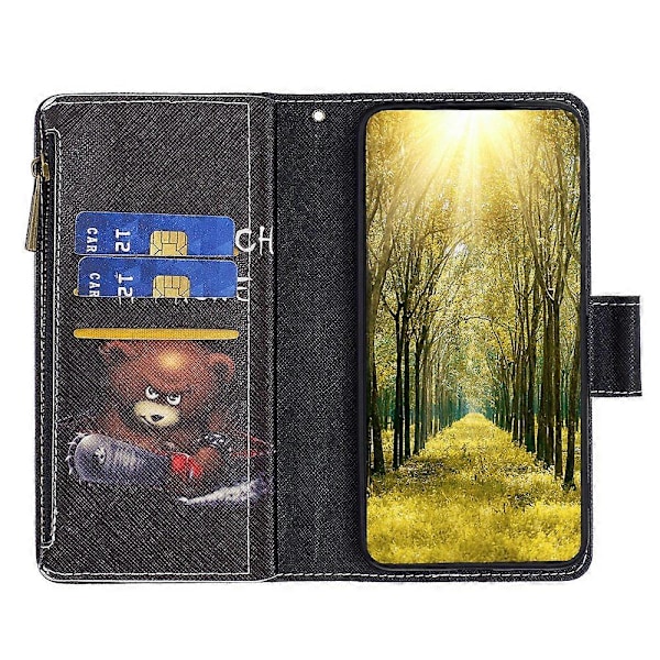 BF03 Telefon Cover til Samsung Galaxy A15 4G Etui Wallet Lynlås Læder Shell Multicolor Style H