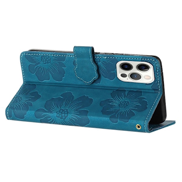 Blommig PU-läder plånboksfodral med stativ för iPhone 12 Pro Max 6,7 tum Multicolor Style A