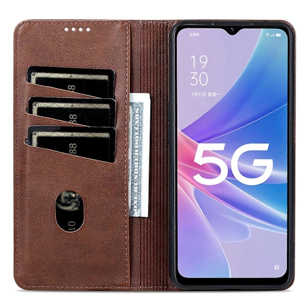 AZNS Læder Telefon Cover med Anti-ridse, Stand, Wallet og Magnetisk Flip til Oppo A58 5G/A58x 5G/A78 5G Multicolor Style F
