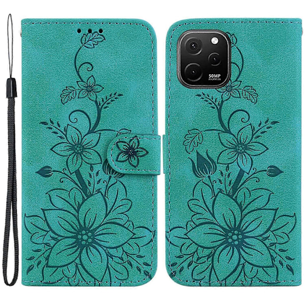 Lily Blomma Plånboksfodral med Tryck för Huawei nova Y61 4G, PU Läder Ställ Telefonfodral Multicolor Style C