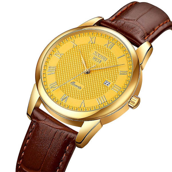 Skmei 9058 multifunktionell utomhus mode vattentät guldskal kvarts watch Gold Brown