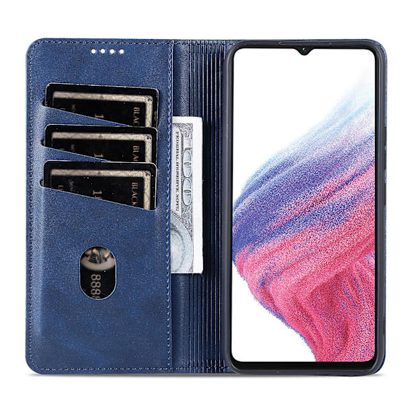 Azns Pu Läder Phone case För Samsung Galaxy A04e 4g, Stativ Magnetic Absorption Flip Cover Blue
