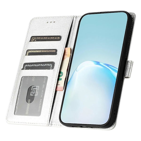 iPhone 15 Plus PU-nahka+TPU Lompakkokotelo Jalustalla ja Hihnalla, Silkkikuvio Multicolor Style F
