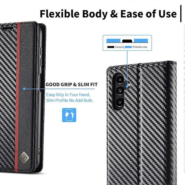 LC.IMEEKE Samsung Galaxy A56 5G -kotelo, hiilikuitukuvioinen puhelinkuori, jalusta, korttipidike Multicolor Vertical Stripe