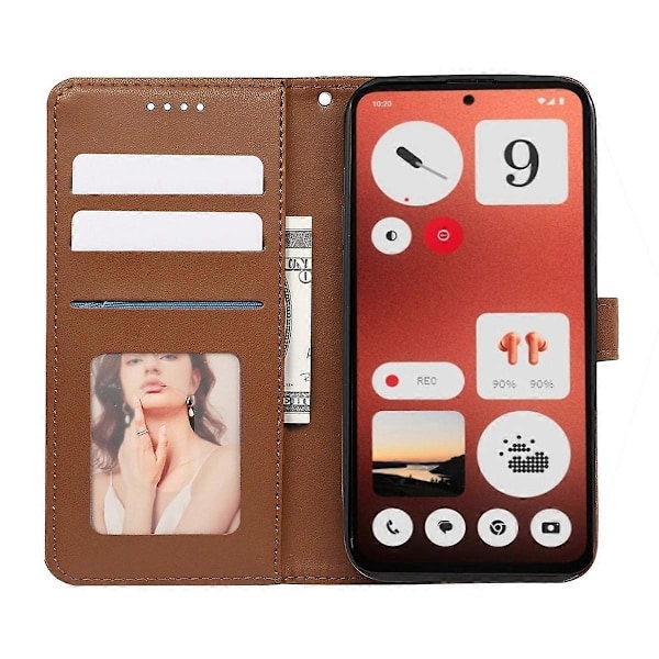 För Nothing CMF Phone 1 Plånboksfodral Mönsterpräglat Läder Flipfodral - Grön Multicolor Brown