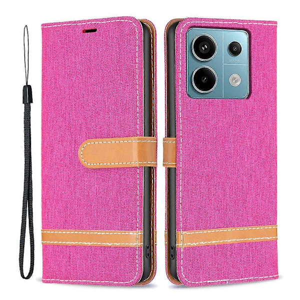 Kotelo Xiaomi Redmi Note 13 Pro 5G/Poco X6 5G -puhelimelle, farkkukangasta ja nahkaa Multicolor Rose