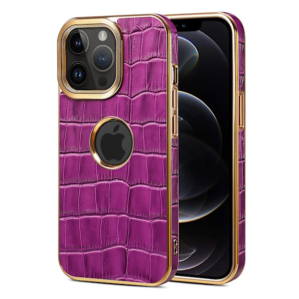 Crocodile Texture Case För Iphone 12 Pro Max Pc+tpu Galvaniserad cover Purple