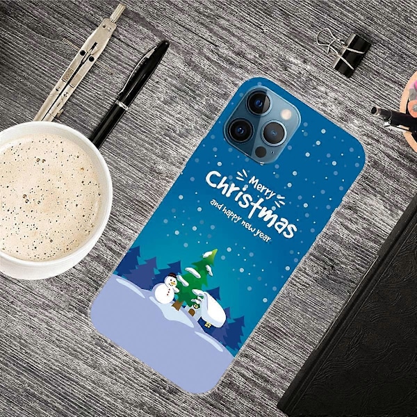 Til iPhone 16 Pro Cover Julemønster Print Blødt TPU Telefon Cover - Glædelig Jul Multicolor Snowman and Christmas Tree