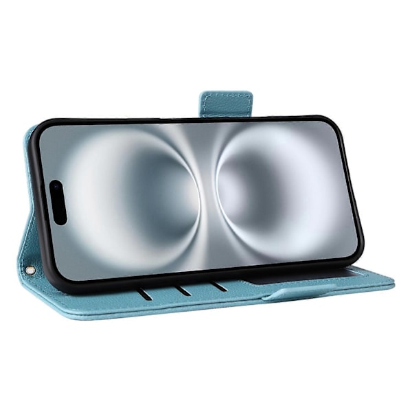 Læder Flip Telefon Cover med Litchi Tekstur til iPhone 16 Plus Multicolor Style E