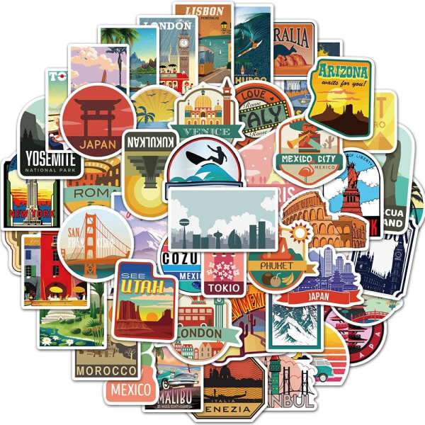 Nya 50 ark Vintage Outdoor Travel Stickers Vinyl Tourism Decal Mer