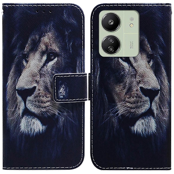 Til Xiaomi Redmi 13C 4G/13C 5G/Poco C65 4G/Poco M6 5G/13R 5G Etui PU Læder Wallet Stand Cover Multicolor Lion