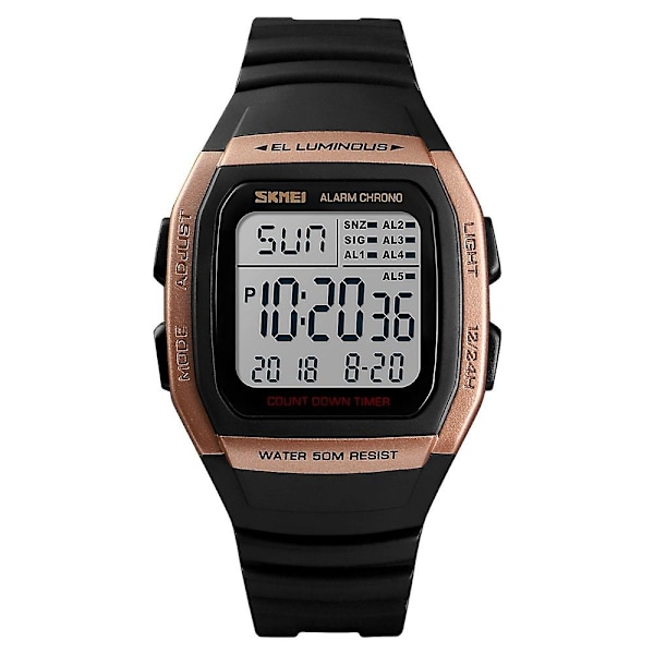 Skmei 1278 Vandtæt Digitalt Sportsarmbåndsur Rose Gold