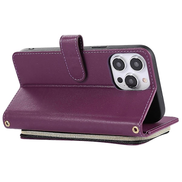 Plånboksfodral för iPhone 14 Pro Max Folio PU Läder Ställ Romber Mobilskal med Handrem Multicolor Style F