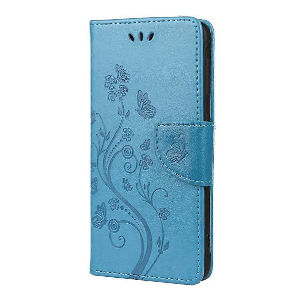Læder Wallet Stand Case med sommerfugle- og blomsterprint til Samsung Galaxy Xcover 5
