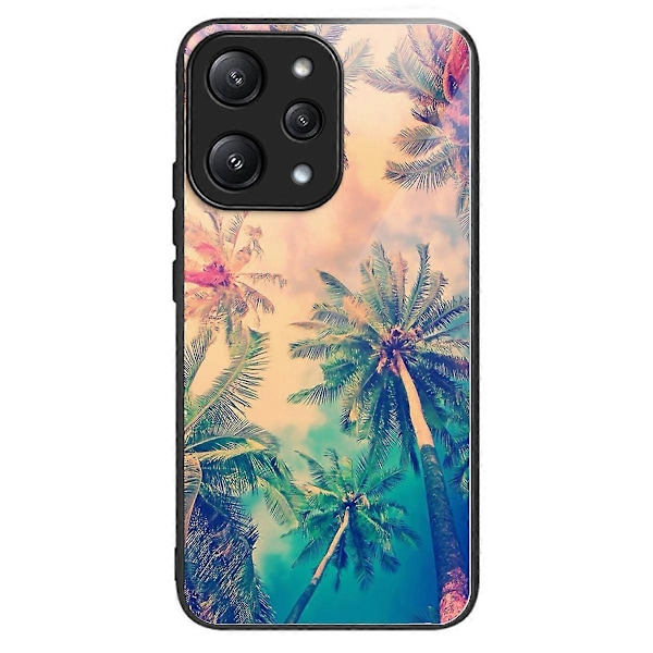 För Xiaomi Redmi 12 5G/Poco M6 Pro 5G Mobilskal TPU Ram Härdat Glas Baksida Multicolor Tree