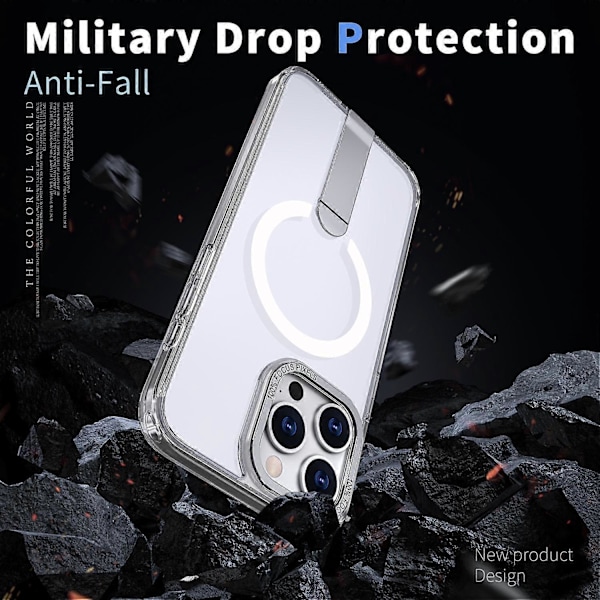Deksel til iPhone 14 Pro Max Kompatibelt med MagSafe Stativ TPU + Akryl Telefondeskke Multicolor Transparent