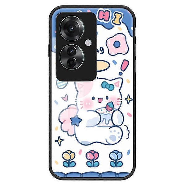 Skal för Oppo Reno11 F 5G, tecknat djurtryck, härdat glas, stötsäkert telefonskal Multicolor Style F