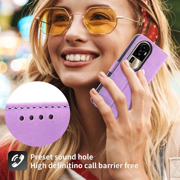 Cover för Oppo Reno10 Pro+ 5g, linjer tryckt Pu-läder plånboksfodral Flip Stand Case Purple