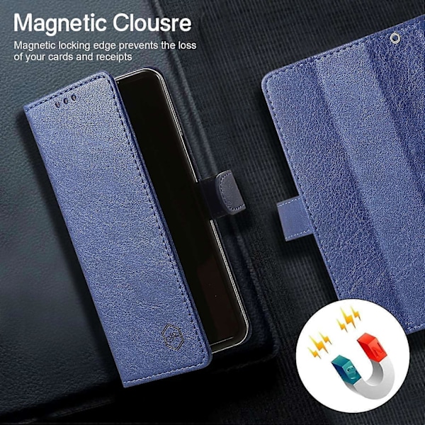 Skal för Samsung Galaxy Z Fold5 5G, enfärgat skyddande fodral PU-läder plånboksfodral Multicolor Style C