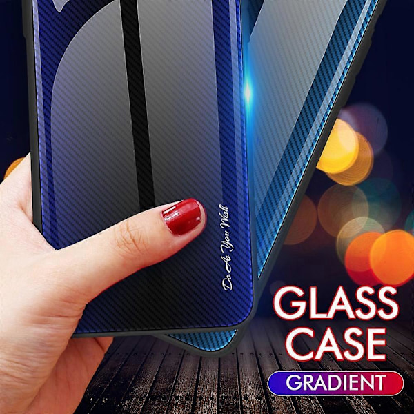 För Samsung Galaxy A34 5G Mobilskal Kolfibertextur TPU+Härdat Glas Mobilskal Multicolor Style E