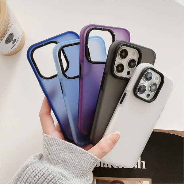 Støtsikkert deksel for iPhone 15 Pro Max TPU+PC Hybrid Telefon Bakdeksel Multicolor Style A