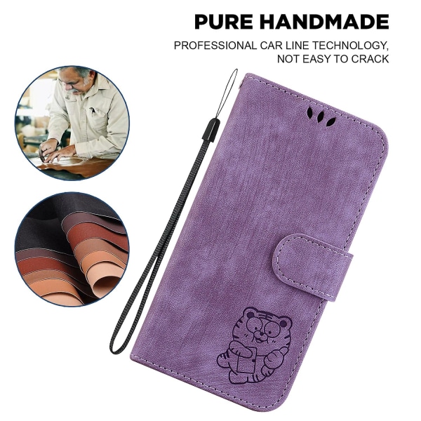 För Zte Blade A72/blad V40 Vita Magnetlås Case Imprint Cover med plånbok Purple