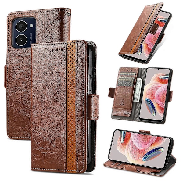 CASENEO 002-serien Fodral för HMD Pulse Pro Ställ Plånbok Splitsad PU Läder Omslag- Multicolor Dark Brown