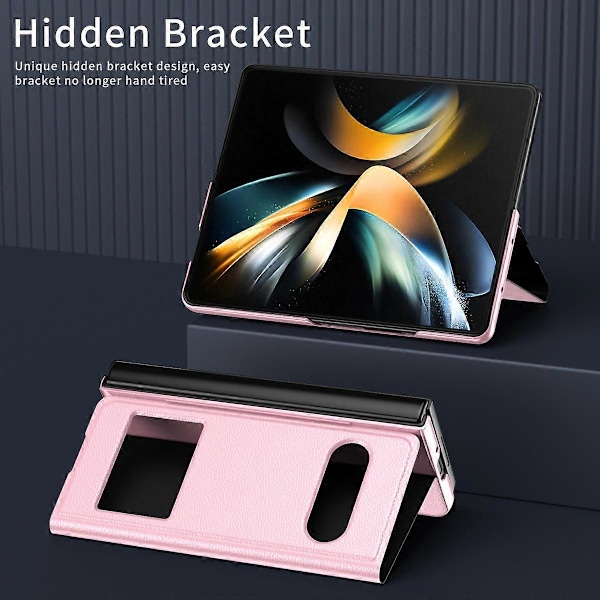 För Samsung Galaxy Z Fold6 5G Fodral PU Läder Litchi Textur Telefonskal Visningsfönster Multicolor Style D