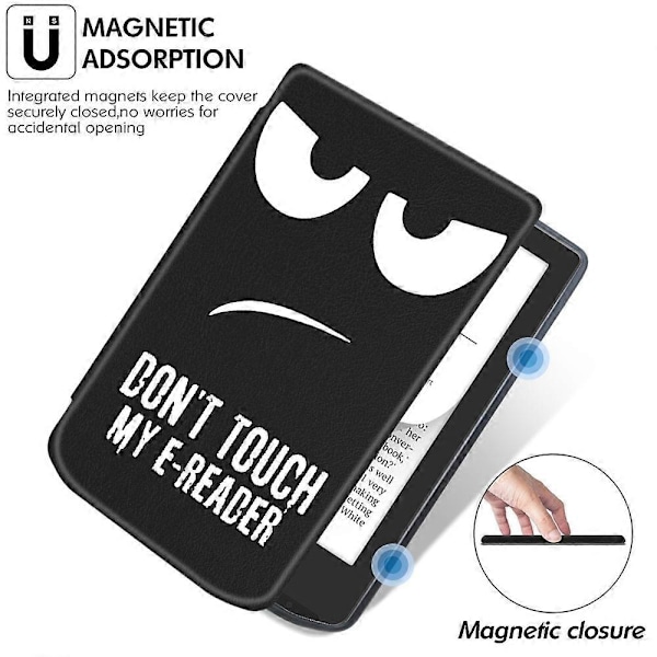 Læderetui til PocketBook Verse Pro E-læsercover med automatisk dvale/vækning - tid til at rejse Multicolor Don't Touch My E-Reader