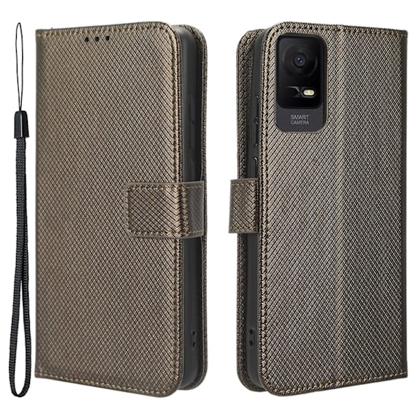 För Tcl Ion X Diamond Texture Läder Phone Case anti-scratch Cover Brown