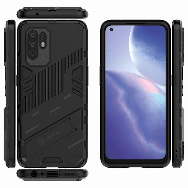 Vikbart Ställ Design PC + TPU Hybrid Telefonskydd Skal för Oppo Reno5 Z 5G Multicolor Style H