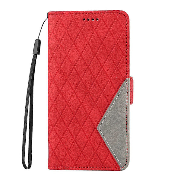 Flipfodral med rombmönster i PU-läder för Xiaomi Redmi Note 14 4G (164.84x78.15x8.16mm) Multicolor Red