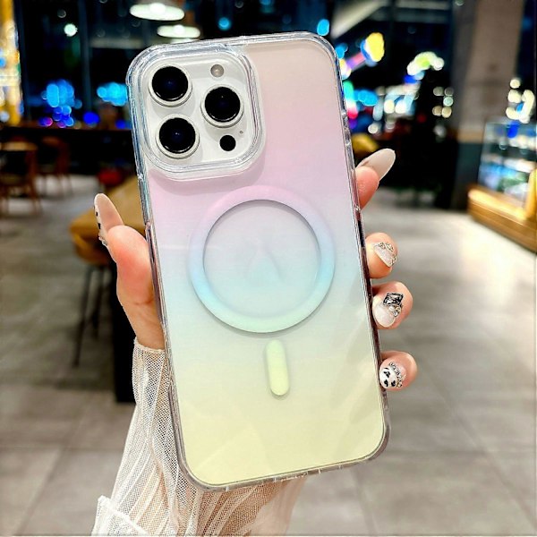 Skal för iPhone 16 Pro Kompatibelt med MagSafe Transparent Gradient Hårt PC-Telefonskal Multicolor Multi-Color