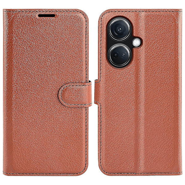 Phone case för Oppo K11 5g plånbok Litchi Texture Shell anti-scratch Stativ Pu Läder Cover Brown