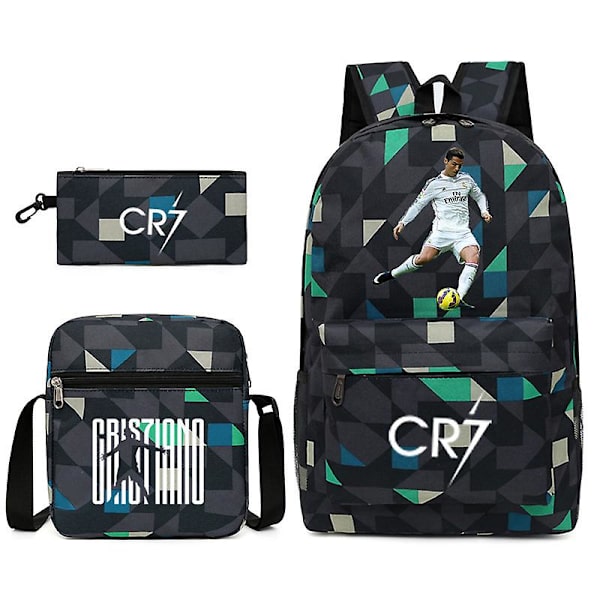 Fotbollsstjärna C Ronaldo Cr7 ryggsäck med printed runt studenten Tredelad ryggsäck. Rhombe 2 Rhombe 2 Single shoulder bag