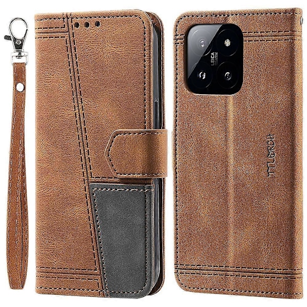 TTUDRCH Style 004 Xiaomi 14 -puhelinkotelo RFID-suojauksella ja nahkaisella yhdistelmällä Multicolor Style B