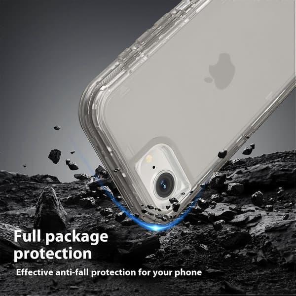 Deksel til iPhone 16e, 3-i-1 Avtakbart Støtsikkert TPU + PC Telefon Bakdeksel Multicolor Transparent Grey