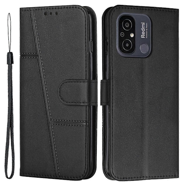 Stöttåligt Telefonfodral För Xiaomi Redmi 12C 4G/11A 4G Magnetiskt Läder Flip Telefonfodral Plånboksställ