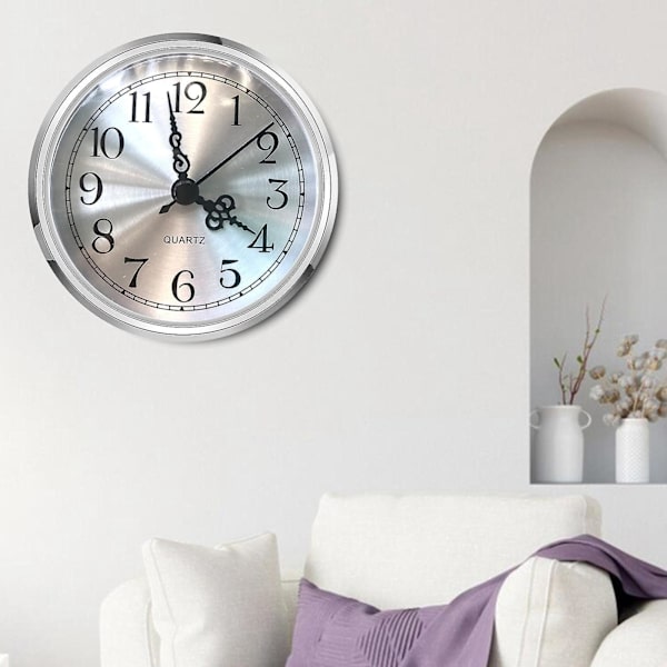90mm Quartz Clock Insert Arabiska siffror Batteridrivna reparationsdelar Silver