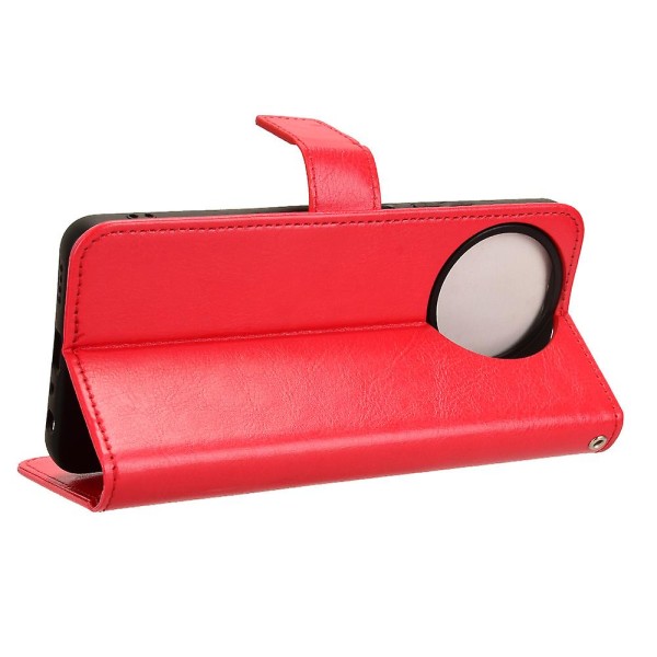 Pu case för Realme 11x 5g, plånbok Crazy Horse Texture Stand Cover Red