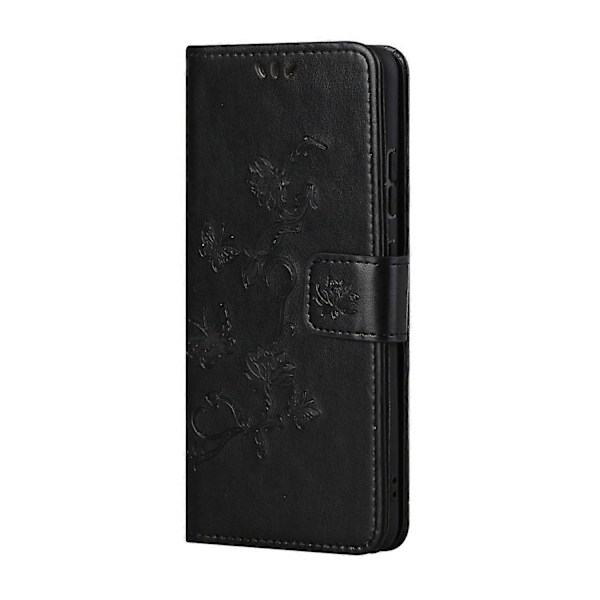 Fjärilsblommor Prägling Läder Telefonplånbok Ställ Skal med Rem för Samsung Galaxy A13