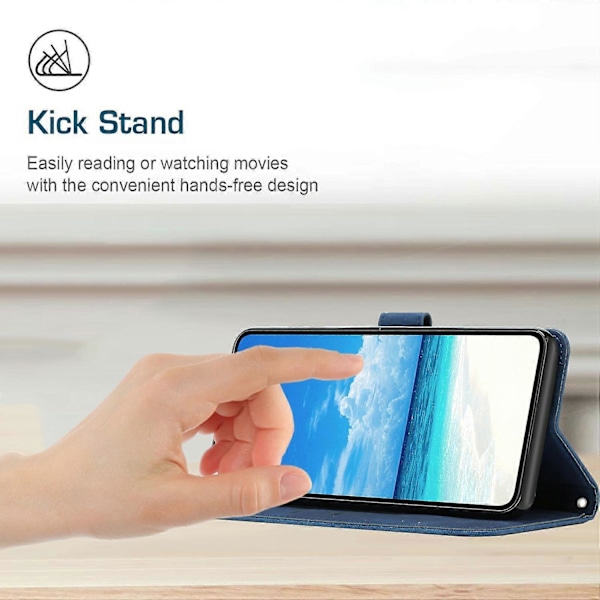 Til Motorola Moto G05 4G Etui Visningsstativ PU Læder Telefon Cover Præget Mønster Multicolor Sapphire