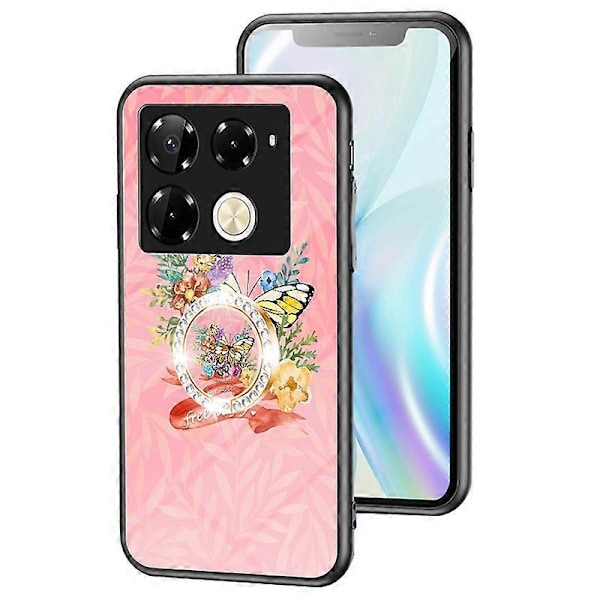 Til Infinix Note 40 Pro 4G Telefon Cover TPU Ramme Hærdet Glas+PC Bagside Multicolor Style D