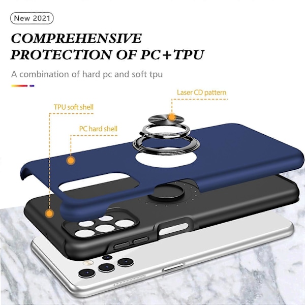 Anti-Fall Hybrid Mobilskal Ringform Stativ Design Skydd för Samsung Galaxy A32 5G/M32 5G