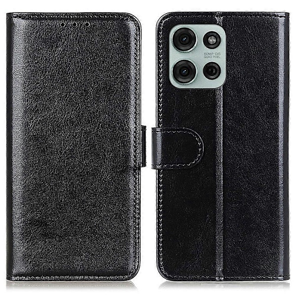 Til Motorola Moto G75 5G Etui Crazy Horse Tekstur PU Læder Telefon Stand Cover Multicolor Style B