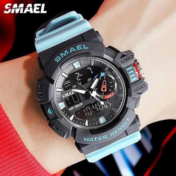Smael Keltaiset Urheilu Elektroninen Digitaalinen Kellot Miehet Herätyskello Kaksoisaika Kello Relogio Masculino Reloj Hombre Montre Black-Box