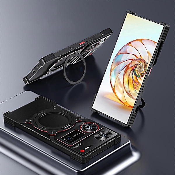 För ZTE nubia Z60 Ultra/Z60 Ultra Ledande Ställ Fodral Metall Bumper Magnetiskt Telefonskal Multicolor Style C